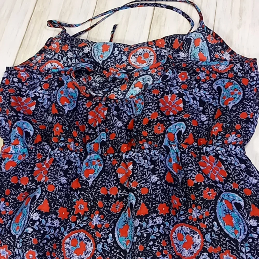 American Eagle Outfitters Navy/ Paisley Print Sleeveless Sheer Dress Size S/P - Picture 4 of 16